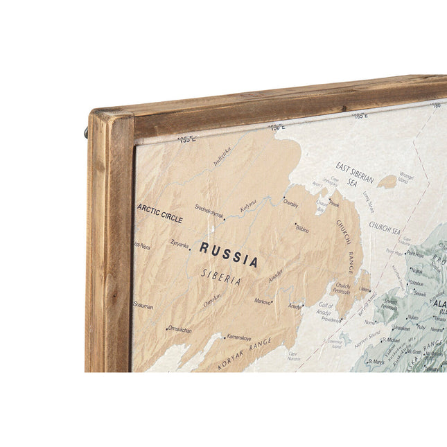 Satz mit 4 Bildern DKD Home Decor Weltkarte Vintage Loft 200 x 3,5 x 120 cm