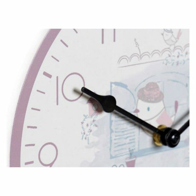Wanduhr DKD Home Decor Blau Rosa Für Kinder Kunststoff Fugl Holz MDF 24 x 3 x 24 cm (2 Stück)