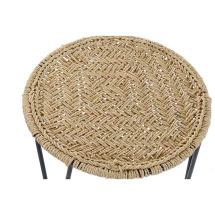 Set mit 3 Tischen DKD Home Decor Braun Schwarz natürlich Metall Schnur 62 x 62 x 40 cm