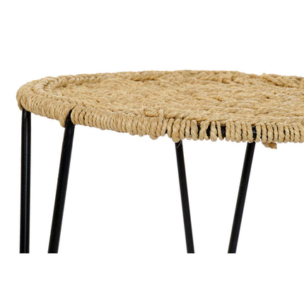 Set mit 3 Tischen DKD Home Decor Braun Schwarz natürlich Metall Schnur 62 x 62 x 40 cm