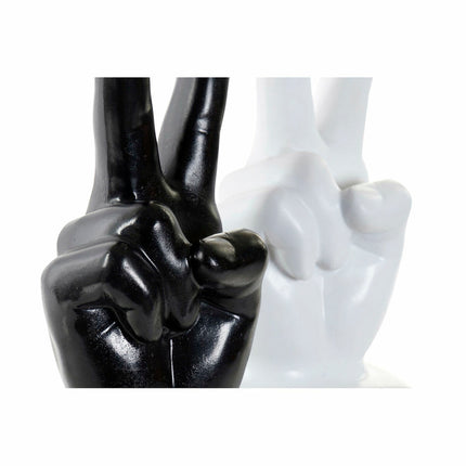 Deko-Figur DKD Home Decor 13 x 12 x 29 cm Schwarz Weiß Hand (2 Stück)