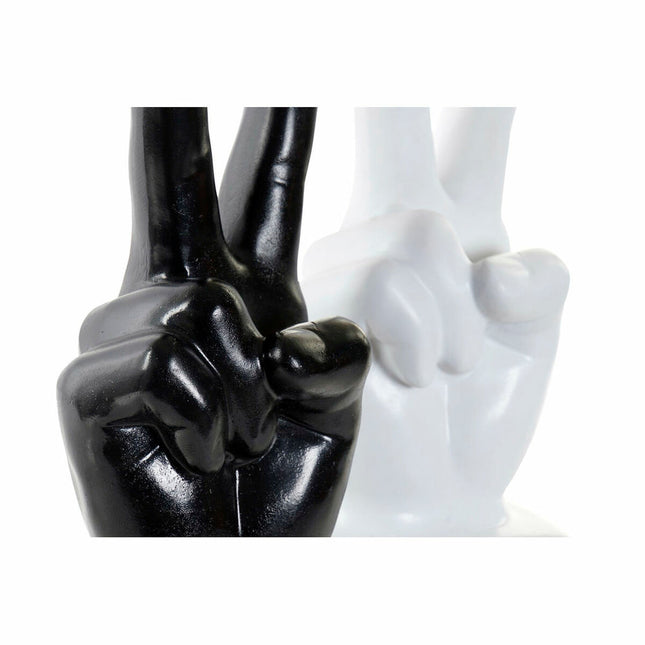 Deko-Figur DKD Home Decor 13 x 12 x 29 cm Schwarz Weiß Hand (2 Stück)