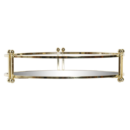 Tablett für Snacks DKD Home Decor 21,5 x 21,5 x 5,5 cm Spiegel Gold Metall Glam