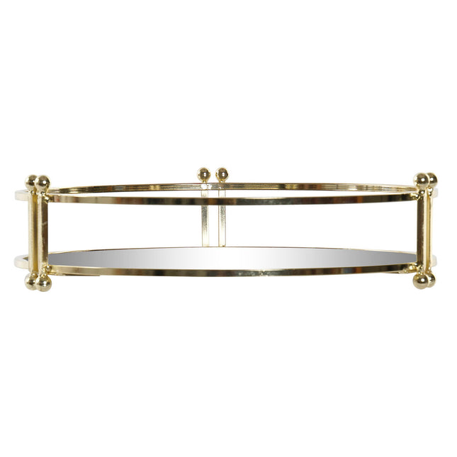 Tablett für Snacks DKD Home Decor 21,5 x 21,5 x 5,5 cm Spiegel Gold Metall Glam