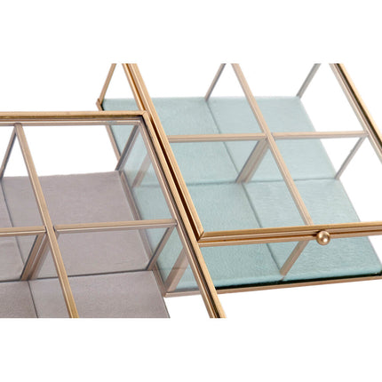Box-Schmuckkästchen DKD Home Decor Kristall Metall Aluminium (15 x 15 x 5,5 cm) (2 Stück)