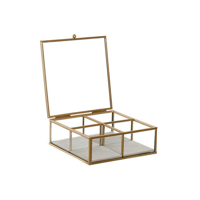 Box-Schmuckkästchen DKD Home Decor Kristall Metall Aluminium (15 x 15 x 5,5 cm) (2 Stück)