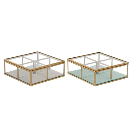 Box-Schmuckkästchen DKD Home Decor Kristall Metall Aluminium (15 x 15 x 5,5 cm) (2 Stück)