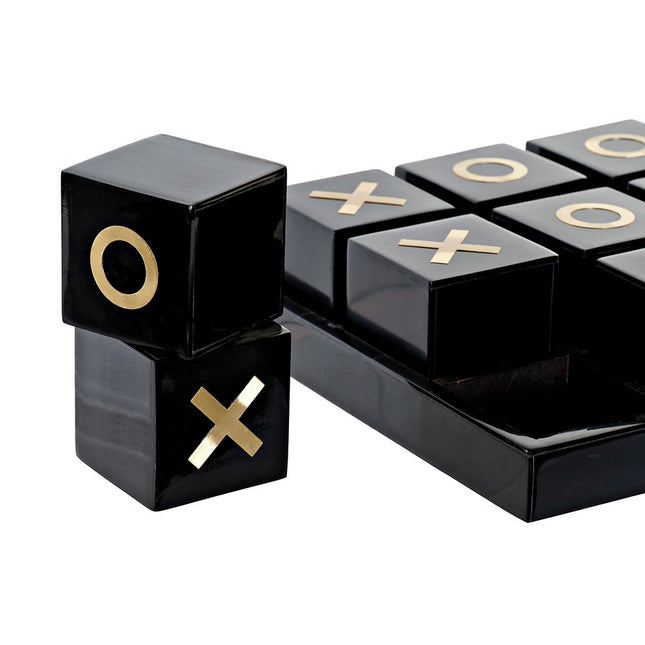 Tic Tac Toe DKD Home Decor Schwarz Weiß Harz Messing (21 x 21 x 7 cm)