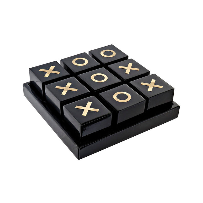 Tic Tac Toe DKD Home Decor Schwarz Weiß Harz Messing (21 x 21 x 7 cm)