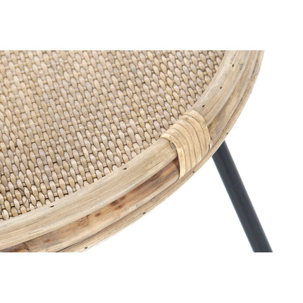 Beistelltisch DKD Home Decor Schwarz Metall Braun Rattan (57 x 57 x 47 cm)