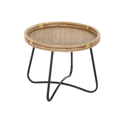 Beistelltisch DKD Home Decor Schwarz Metall Braun Rattan (57 x 57 x 47 cm)