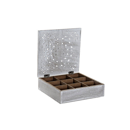 Teebox DKD Home Decor Weiß natürlich Holz Holz MDF 23 x 23 x 7 cm