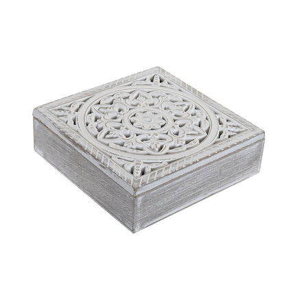 Teebox DKD Home Decor Weiß natürlich Holz Holz MDF 23 x 23 x 7 cm