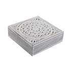Teebox DKD Home Decor Weiß natürlich Holz Holz MDF 23 x 23 x 7 cm