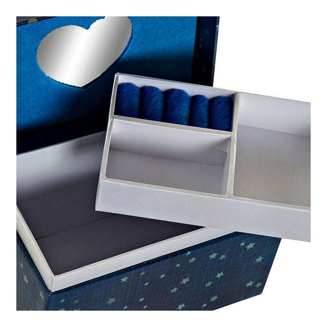 Box-Schmuckkästchen DKD Home Decor LP-172820 16,5 x 10,3 x 13,5 cm Spiegel Blau Pappe
