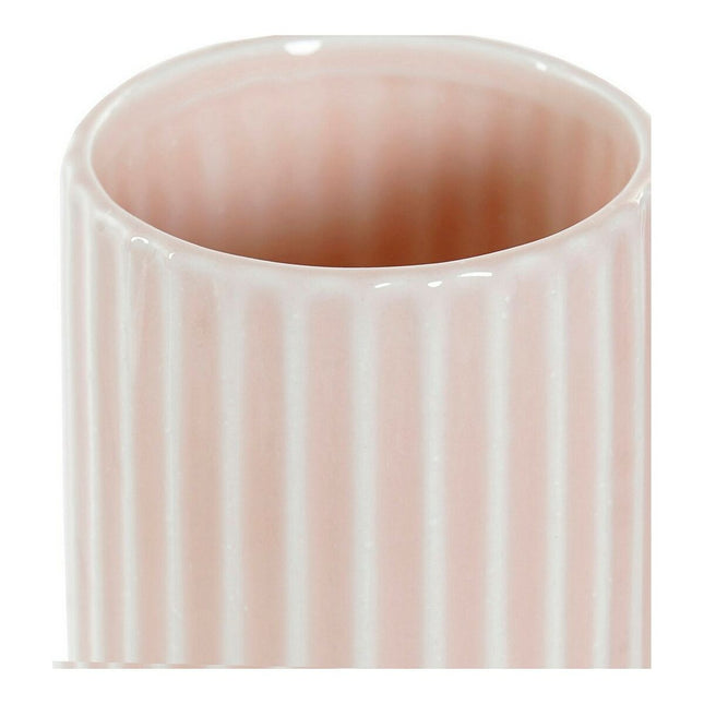 Zahnbürstenhalter DKD Home Decor Rosa Steingut (7.2 x 7.2 x 11.5 cm)