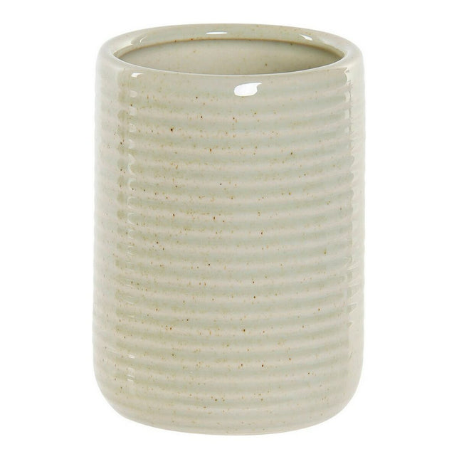 Zahnbürstenhalter DKD Home Decor grün Steingut (7.5 x 7.5 x 10.5 cm)