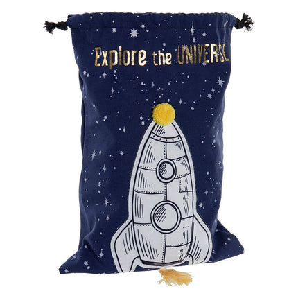 Tasche DKD Home Decor Explore the Universe 26 x 1 x 37 cm Blau Weiß