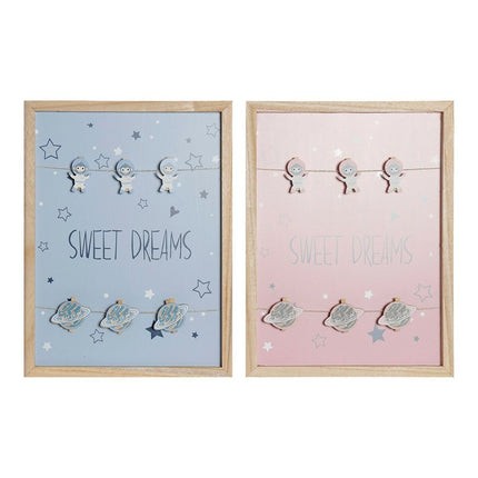 Bilderrahmen mit Klammern DKD Home Decor Sweet Dreams 40 x 40 x 3 cm Holz MDF (2 Stück)
