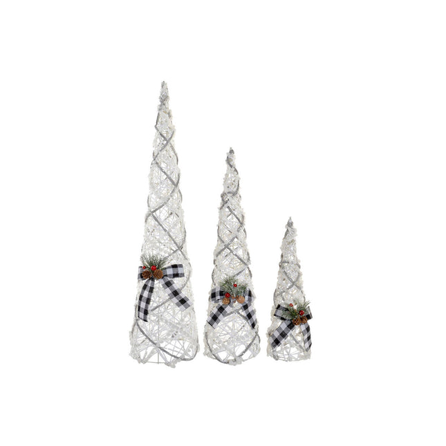 Kegel DKD Home Decor Weihnachten LED Silberfarben Weiß Rattan