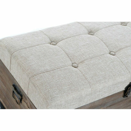 Kofferbank DKD Home Decor 2 Stücke Beige Holz Polyester (80 x 40 x 44 cm)