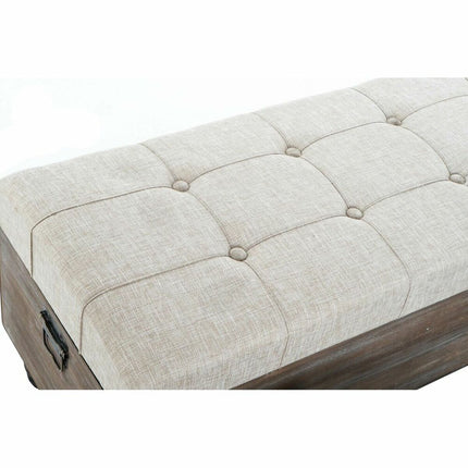 Bettfußbank DKD Home Decor Braun Creme 3 Stücke Holz Polyester Traditionell (119 x 41 x 42 cm) (3 pcs)