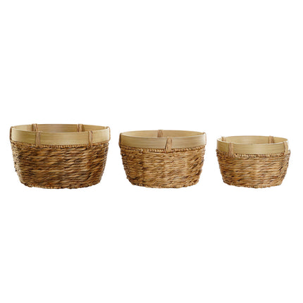 Korb-Set DKD Home Decor Bambus Tropical Binsen (40 x 40 x 23 cm) (3 Stücke)
