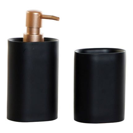 Badezimmer Set DKD Home Decor Schwarz Gold Harz PVC Glam (8,5 x 6 x 18 cm) (2 Stück)