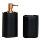 Badezimmer Set DKD Home Decor Schwarz Gold Harz PVC Glam (8,5 x 6 x 18 cm) (2 Stück)