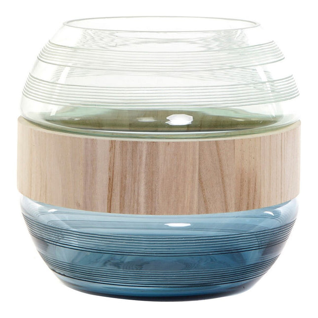 Vase DKD Home Decor Blau Minze Holz Kristall Moderne (25 x 25 x 22 cm)