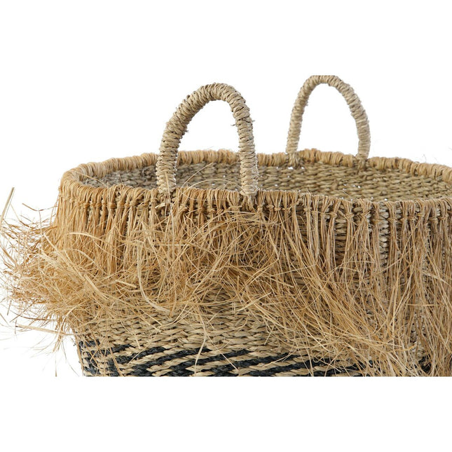 Korb-Set DKD Home Decor Kolonial Faser Randbereich (40 x 40 x 30 cm)