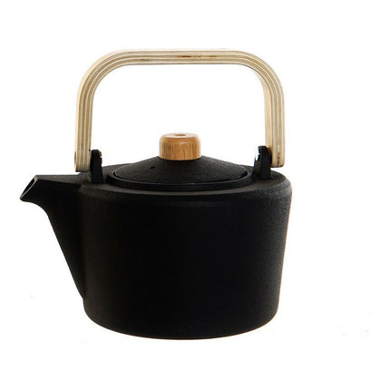 Teekanne DKD Home Decor 19 x 17 x 17,2 cm Schwarz Edelstahl 1,3 L Holz MDF