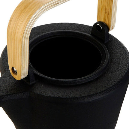 Teekanne DKD Home Decor 19 x 17 x 17,2 cm Schwarz Edelstahl 1,3 L Holz MDF