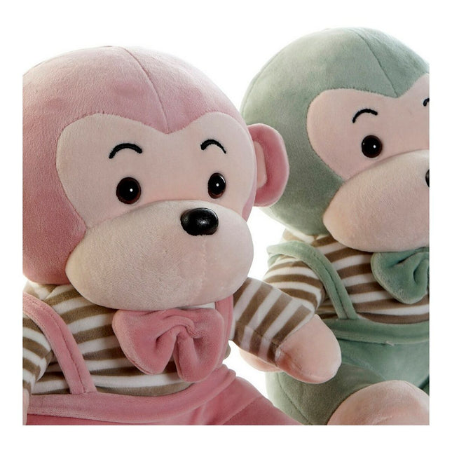 Plüschtier DKD Home Decor 23 x 20 x 27 cm Rosa grün Für Kinder Affe (2 Stück)