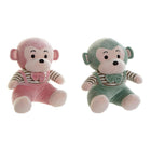 Plüschtier DKD Home Decor 23 x 20 x 27 cm Rosa grün Für Kinder Affe (2 Stück)