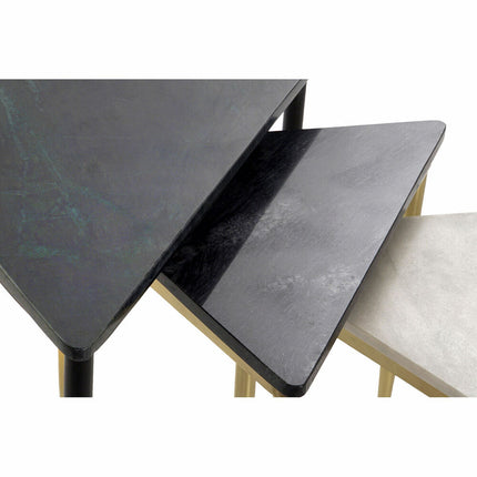 3er-Set Tischchen DKD Home Decor Schwarz Gold Metall Weiß grün Marmor (68 x 46,5 x 53 cm) (3 Stück)