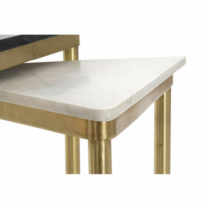 3er-Set Tischchen DKD Home Decor Schwarz Gold Metall Weiß grün Marmor (68 x 46,5 x 53 cm) (3 Stück)