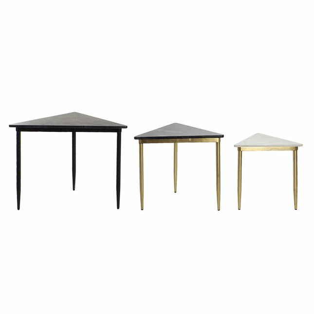 3er-Set Tischchen DKD Home Decor Schwarz Gold Metall Weiß grün Marmor (68 x 46,5 x 53 cm) (3 Stück)