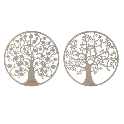 Wanddekoration DKD Home Decor Weiß 100 x 1 x 100 cm Baum Gold Indianer (2 Stück)