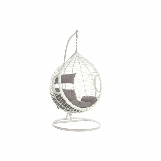 Hängender Gartenstuhl DKD Home Decor 107 x 107 x 198 cm 90 x 70 x 110 cm Grau Synthetischer Rattan Aluminium Weiß