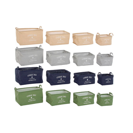 Korb-Set DKD Home Decor Leinwand Grau Aluminium grün Creme Marineblau (39 x 27 x 24 cm) (4 Stück)