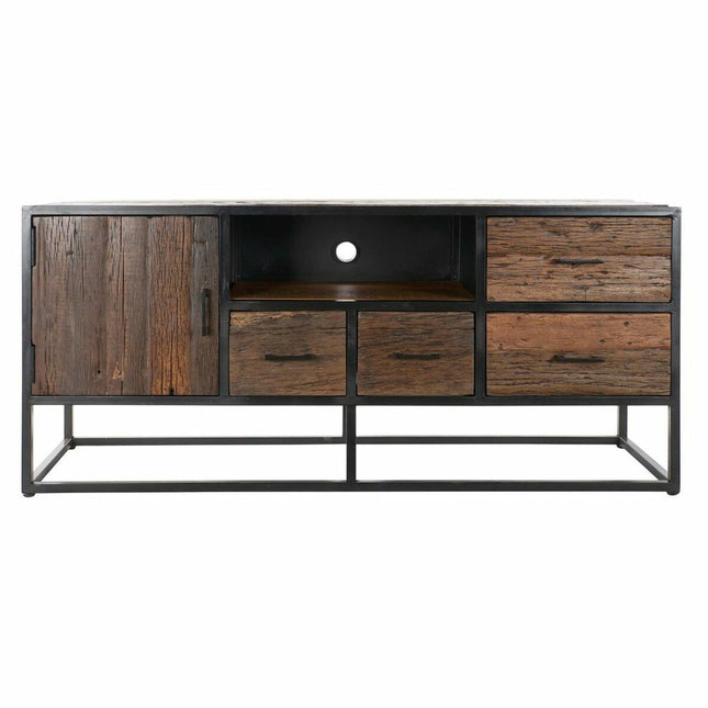 TV-Möbel DKD Home Decor Schwarz Metall Mango-Holz Dunkelbraun (135 x 42 x 61 cm)