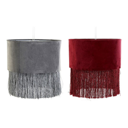 Lampenschirm DKD Home Decor 8424001773930 Sixties Grau Metall Samt Burgunderrot Randbereich 30 x 30 x 29 cm (2 Stück)