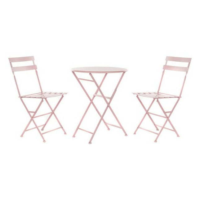 Tisch-Set mit 2 Stühlen DKD Home Decor Rosa Metall (3 pcs)