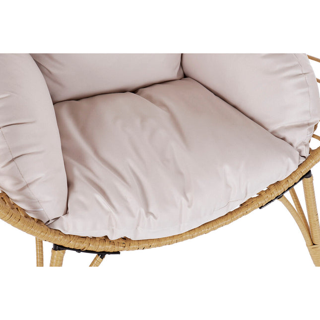 Gartenstuhl DKD Home Decor Metall Synthetischer Rattan Weiß Hellbraun (90 x 65 x 151 cm)