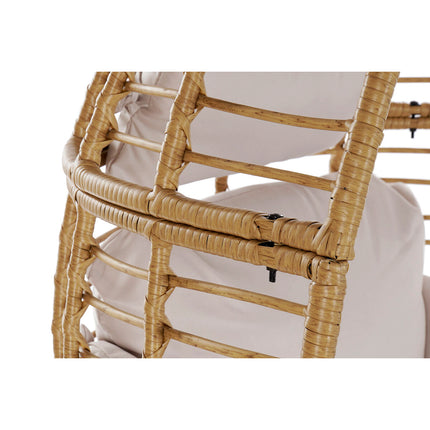 Gartenstuhl DKD Home Decor Metall Synthetischer Rattan Weiß Hellbraun (90 x 65 x 151 cm)