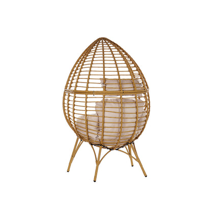 Gartenstuhl DKD Home Decor Metall Synthetischer Rattan Weiß Hellbraun (90 x 65 x 151 cm)