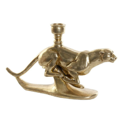 Kerzenleuchter DKD Home Decor 8424001774807 25 x 6 x 14 cm Kerzenleuchter Gold Leopard Harz Tropical