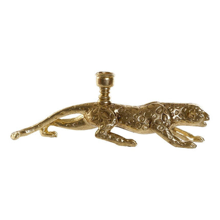 Kerzenleuchter DKD Home Decor 29,5 x 7,5 x 11 cm Kerzenleuchter Blau Gold Leopard Harz Tropical