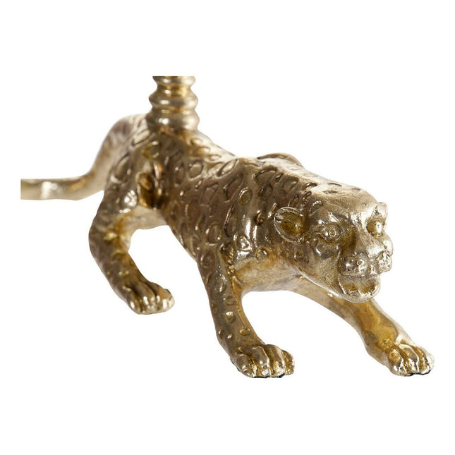 Kerzenleuchter DKD Home Decor 29,5 x 7,5 x 11 cm Kerzenleuchter Blau Gold Leopard Harz Tropical